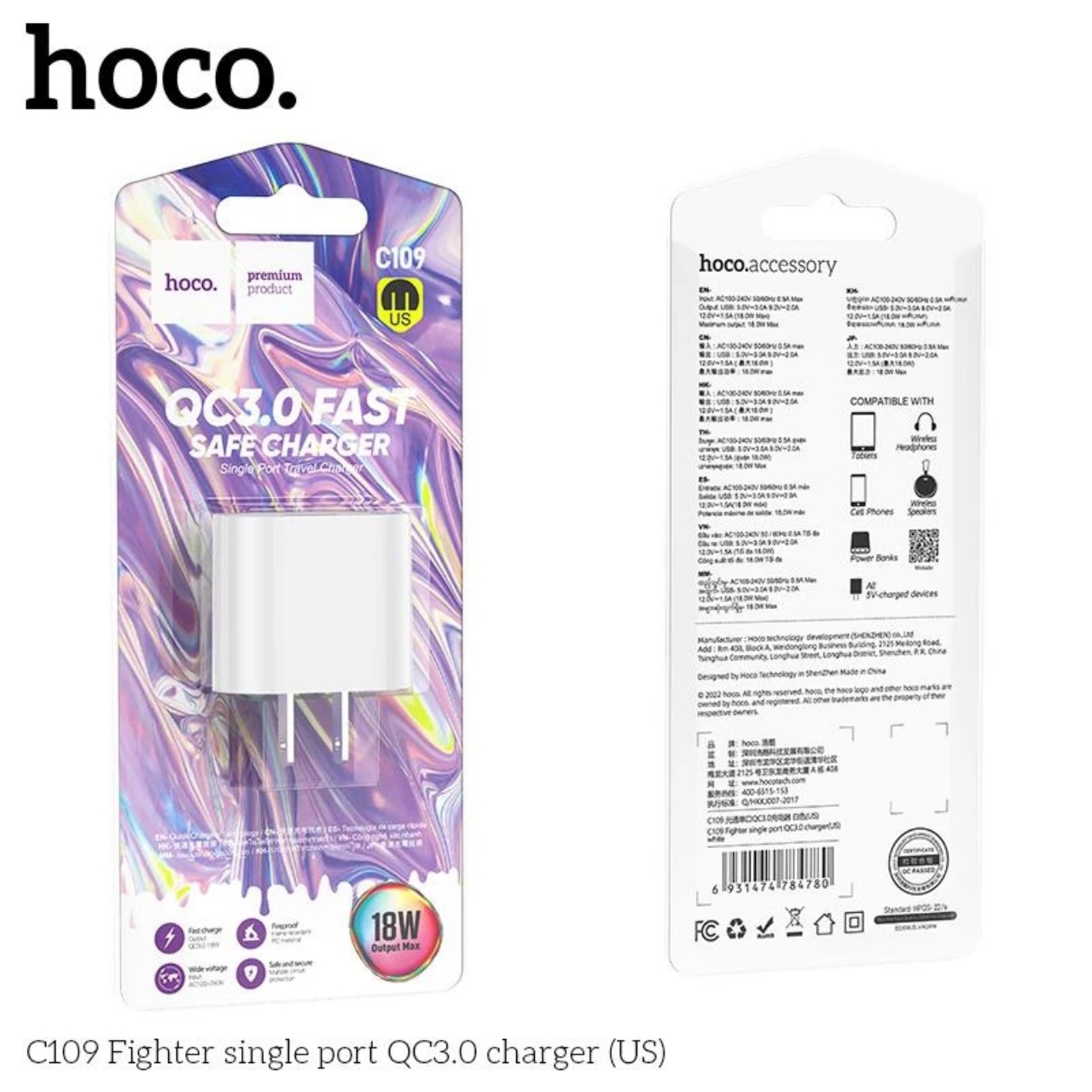 Cóc Sạc Nhanh 18w Hoco